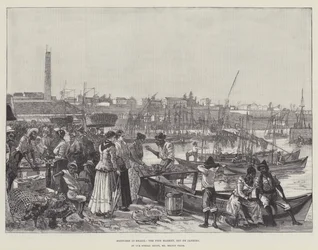 Schetsen in Brazilië, de vismarkt, Rio de Janeiro